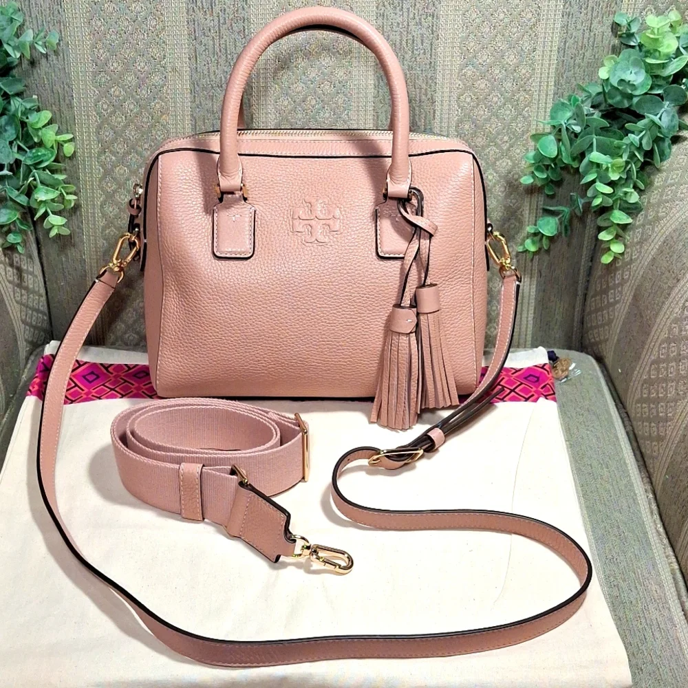 Tory Burch Dusty Rose Leather Satchel with Tassel - Picture 1 of 15